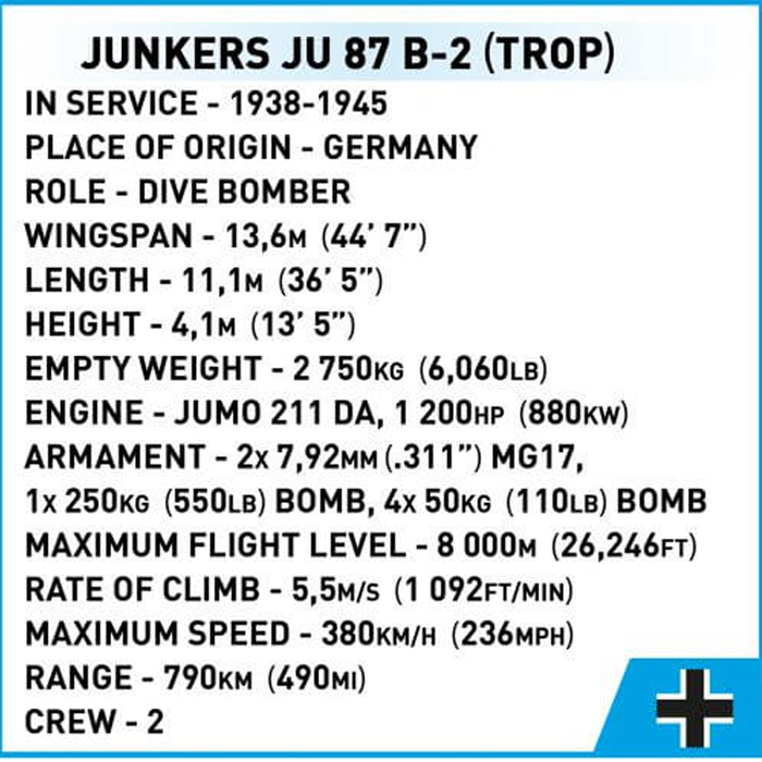 Avion Junkers JU87 B2 - Allemagne