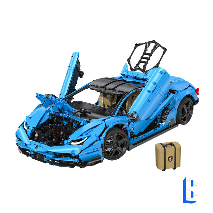 La voiture de course bleu