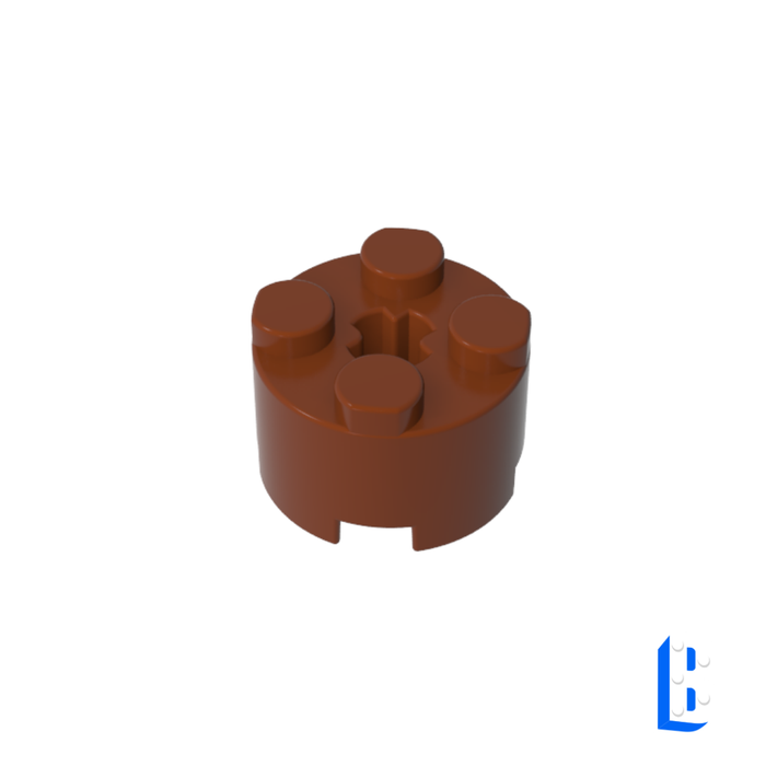 Brick Round 2 x 2 with Axle Hole - Reddish Brown