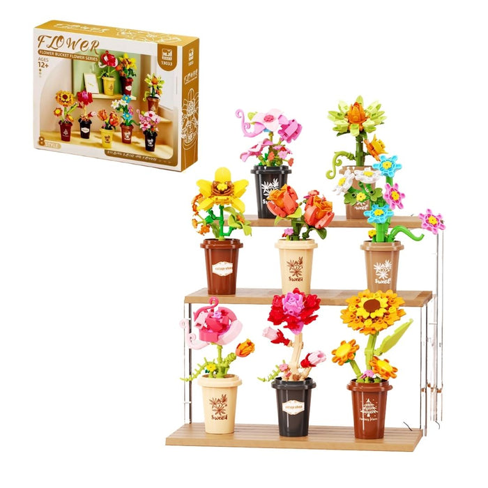 L'ensemble de petits pots fleurit