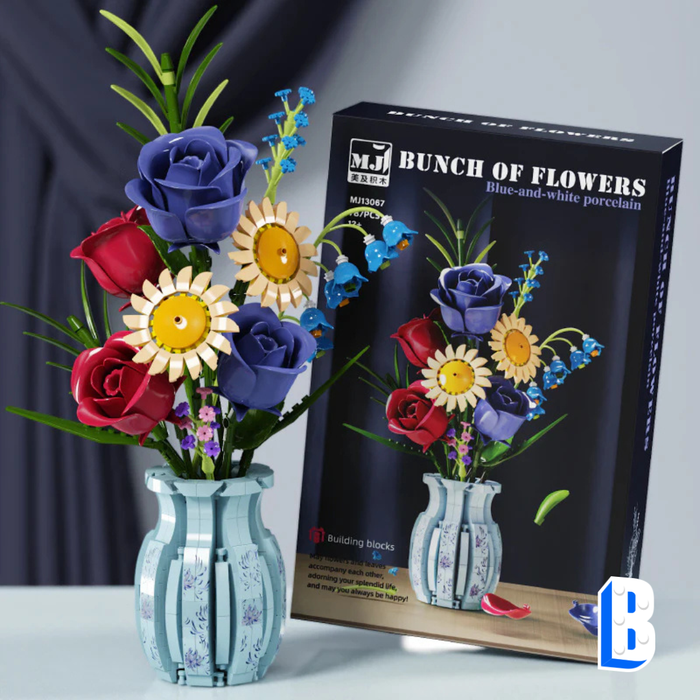Le bouquet roses et marguerites (vase inclus)