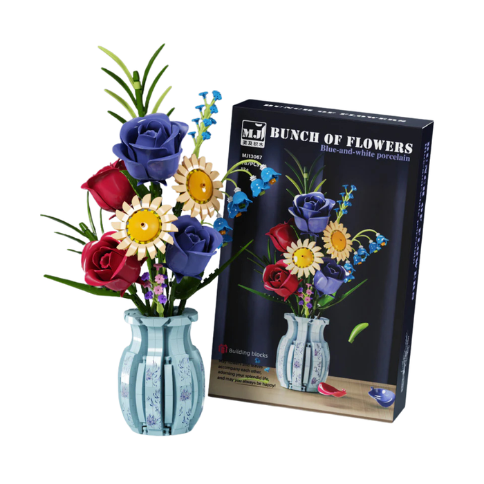 Le bouquet roses et marguerites (vase inclus)