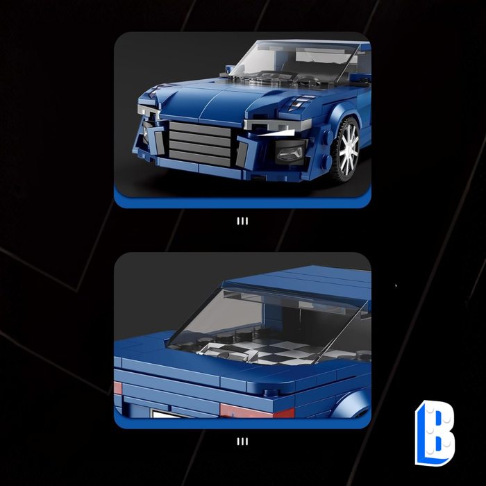 La voiture de sport bleu foncé